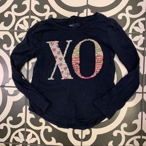 Gap Kids XO sequin Long Sleeve tee shirt